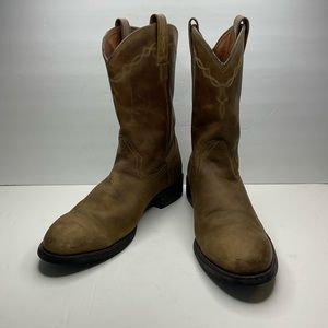 Ariat Heritage Roper Mens size  ? Brown Western Cowboy Work Boots 11" Distressed